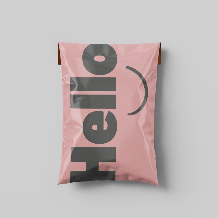 Bolsa Courier rosa diseño "Hello" 32x40 cm / 100 unidades